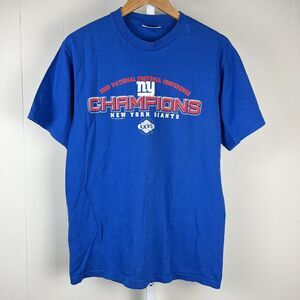 New York Giants 2000 NFC Champions Blue Crewneck T-Shirt Vintage Y2K Size Medium